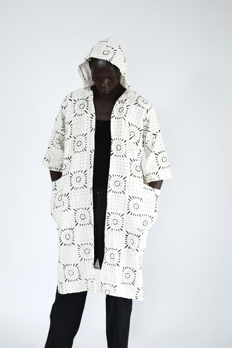 Eclipse Echo Hooded Bogolan Cloak#african_fabric_ghana#