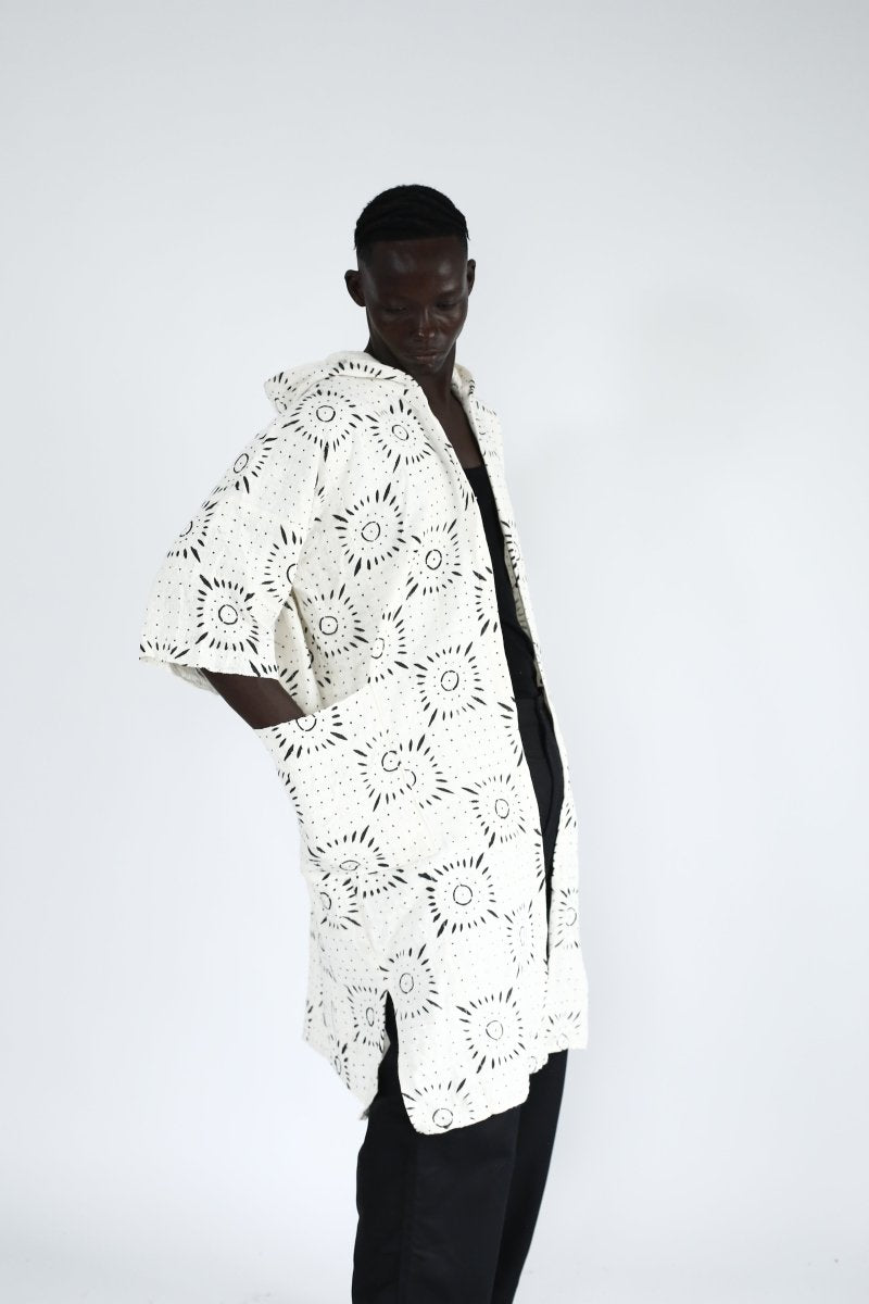 Eclipse Echo Hooded Bogolan Cloak#african_fabric_ghana#