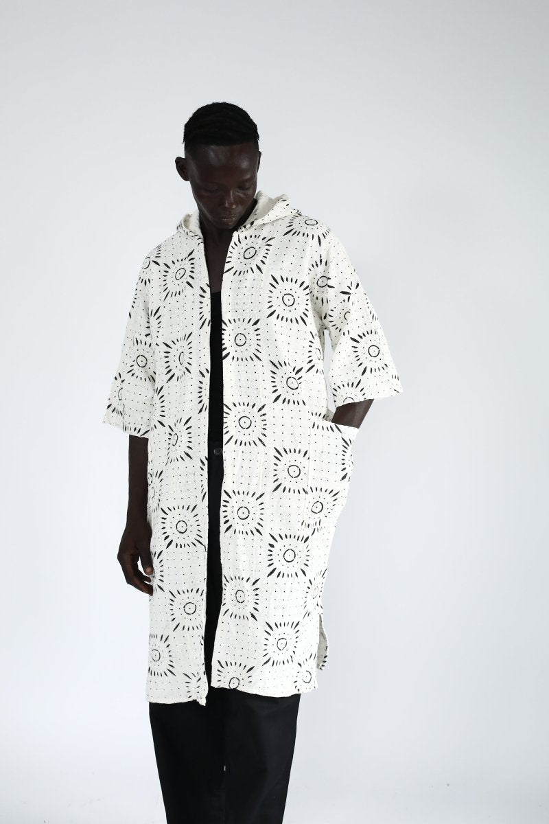 Eclipse Echo Hooded Bogolan Cloak#african_fabric_ghana#