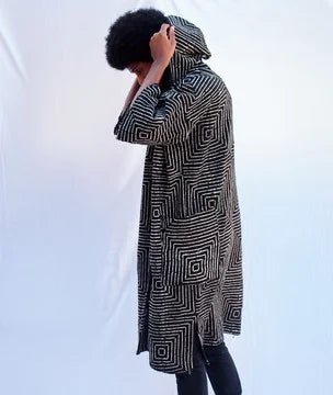 Frequency Hooded Bogolan Cloak#african_fabric_ghana#