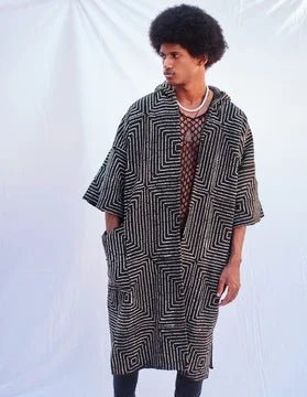 Frequency Hooded Bogolan Cloak#african_fabric_ghana#
