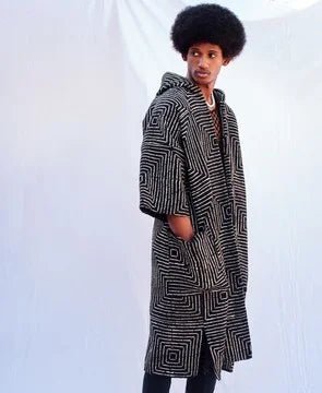 Frequency Hooded Bogolan Cloak#african_fabric_ghana#