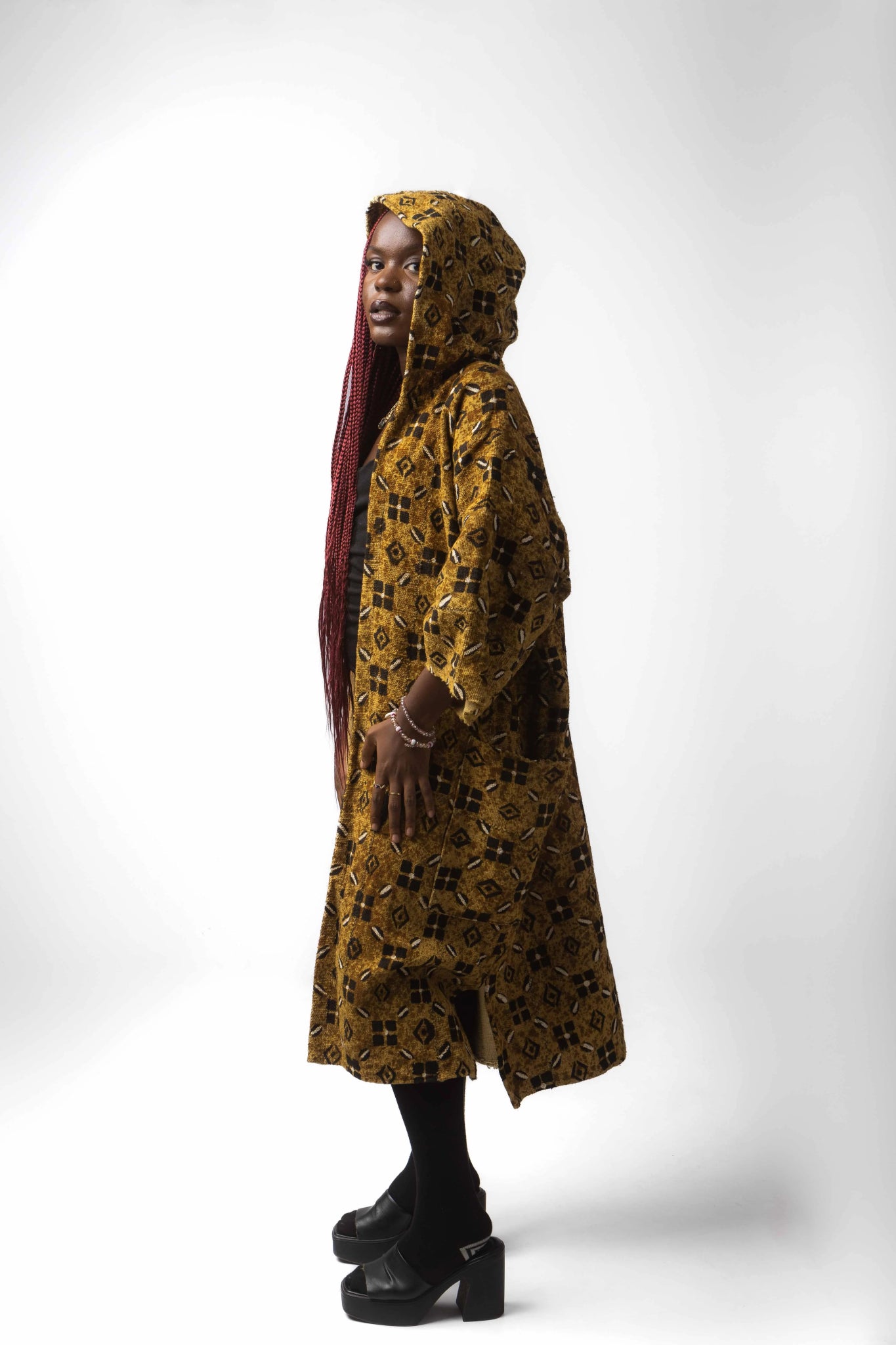 Freshwater Hooded Bogolan Cloak#african_fabric_ghana#