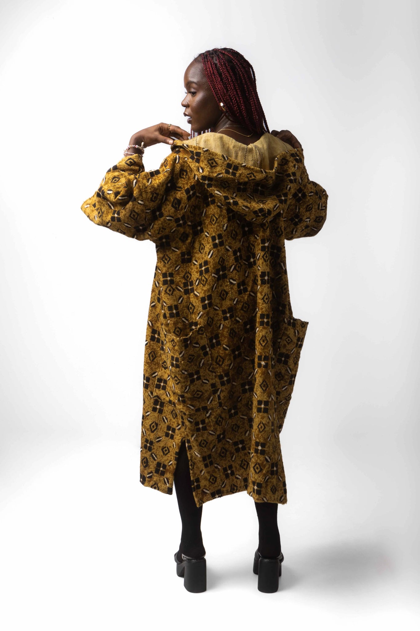 Freshwater Hooded Bogolan Cloak#african_fabric_ghana#