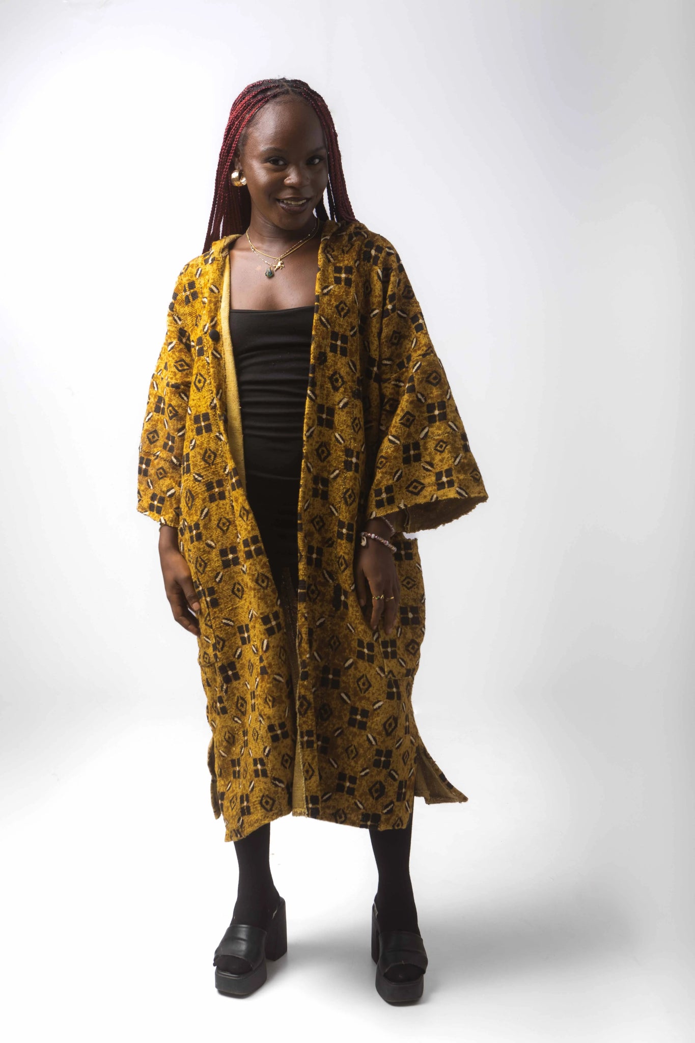 Freshwater Hooded Bogolan Cloak#african_fabric_ghana#