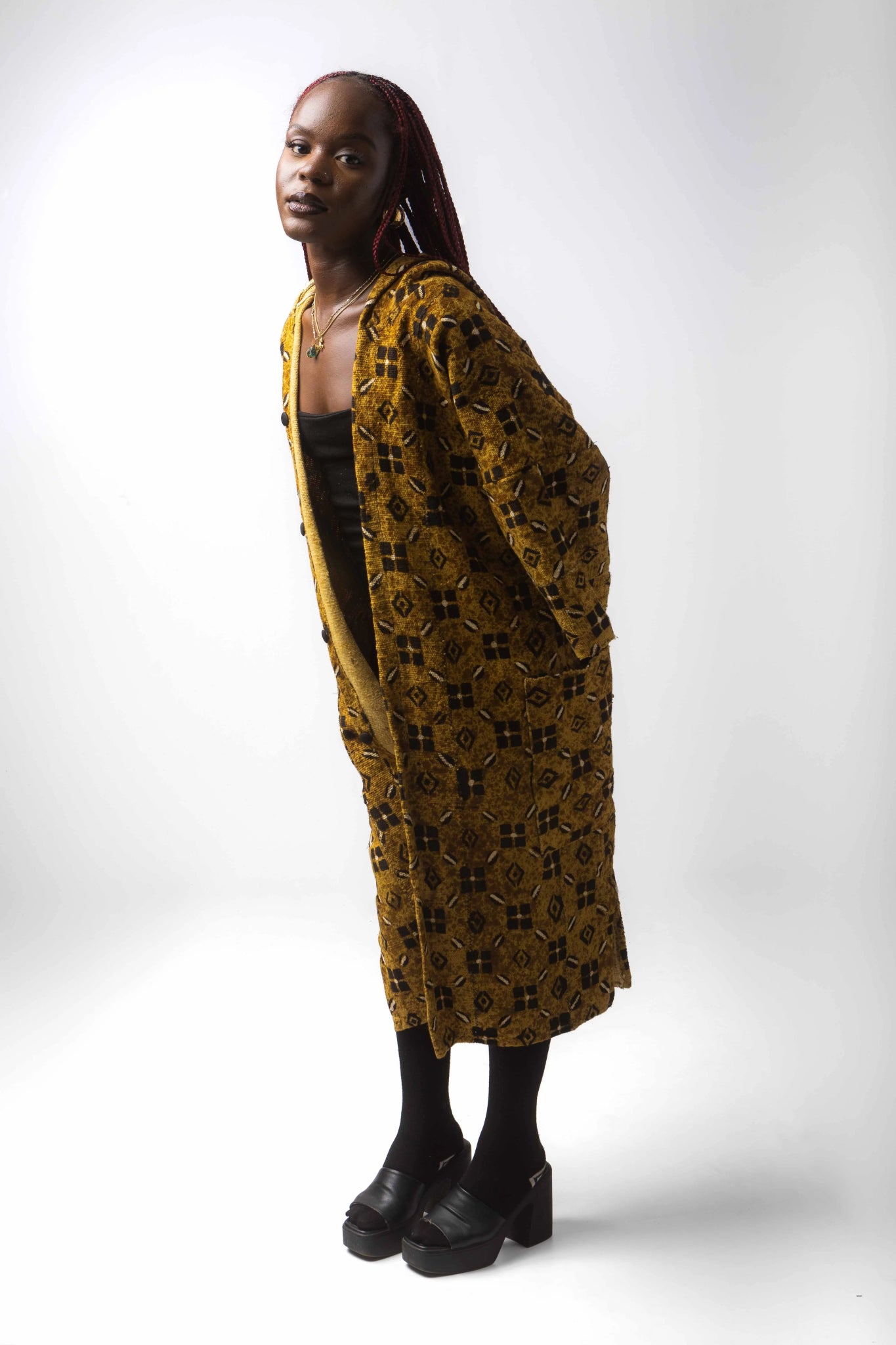 Freshwater Hooded Bogolan Cloak#african_fabric_ghana#