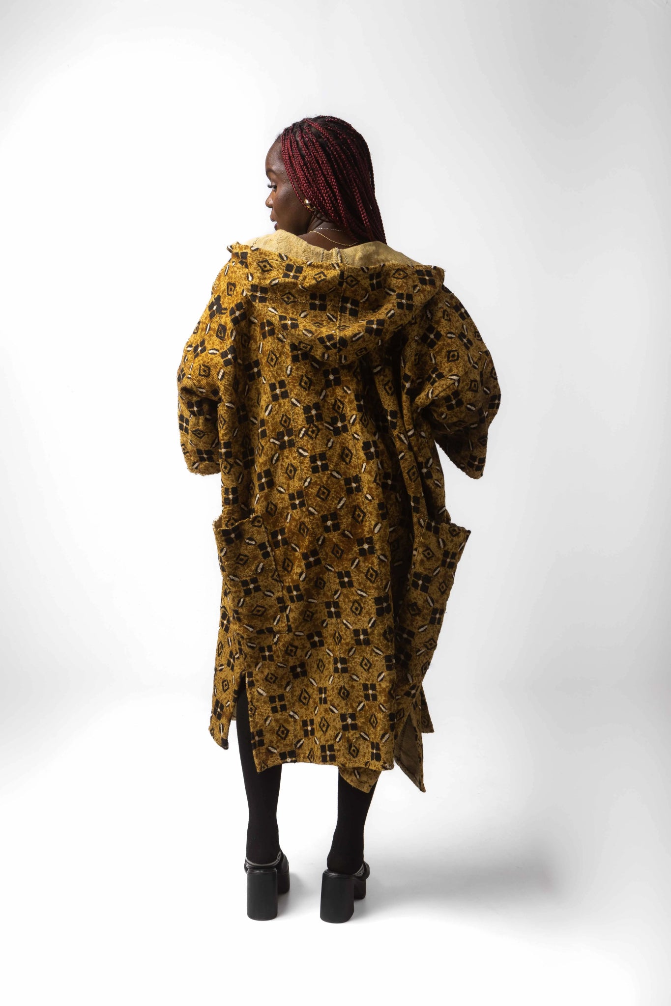 Freshwater Hooded Bogolan Cloak#african_fabric_ghana#