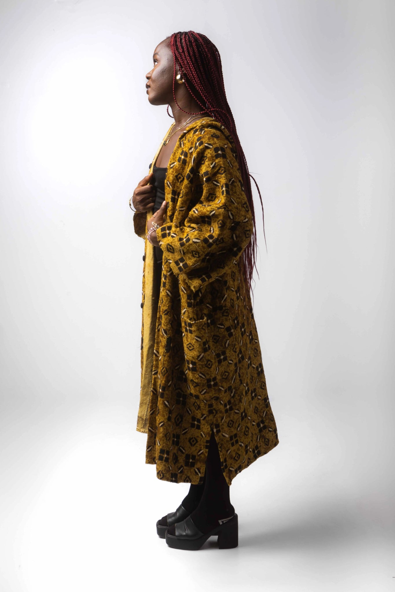 Freshwater Hooded Bogolan Cloak#african_fabric_ghana#