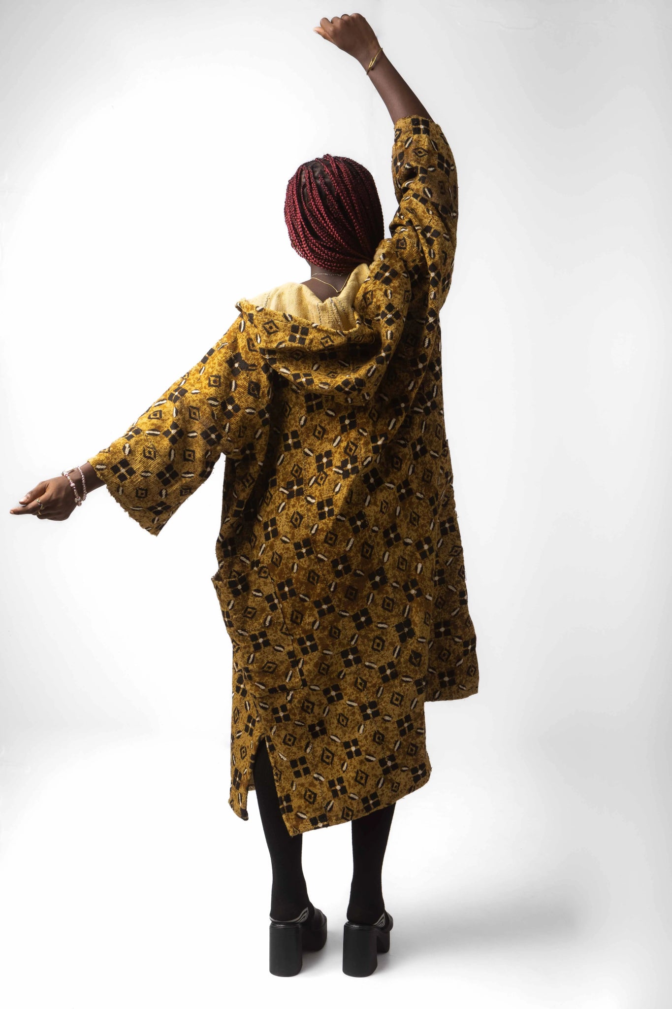 Freshwater Hooded Bogolan Cloak#african_fabric_ghana#