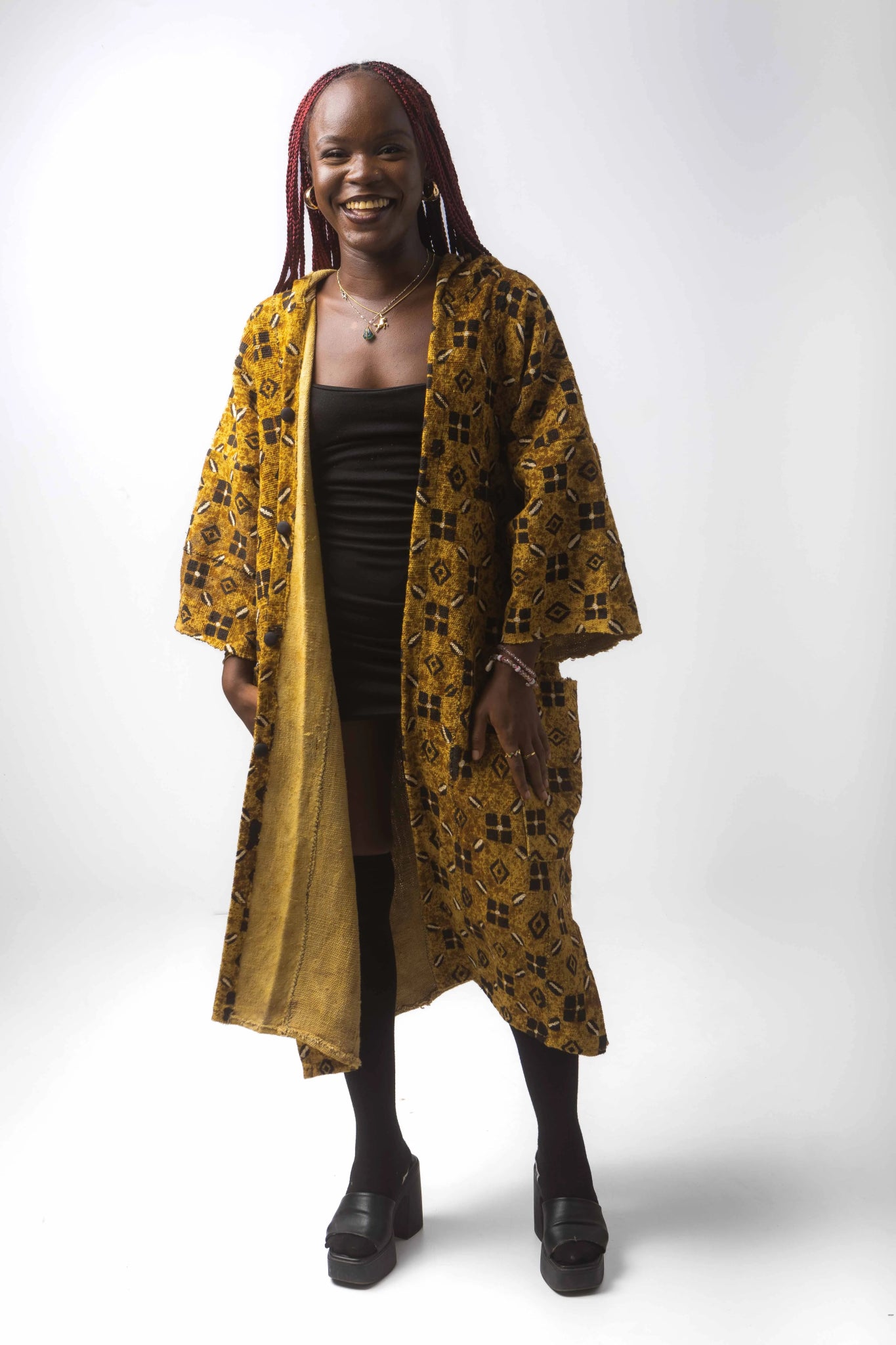 Freshwater Hooded Bogolan Cloak#african_fabric_ghana#