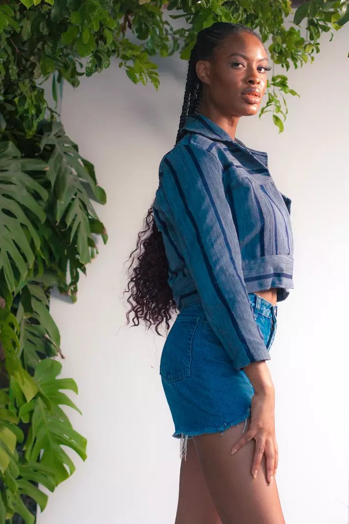 Fugu Crop Jacket - Cloud#african_fabric_ghana#