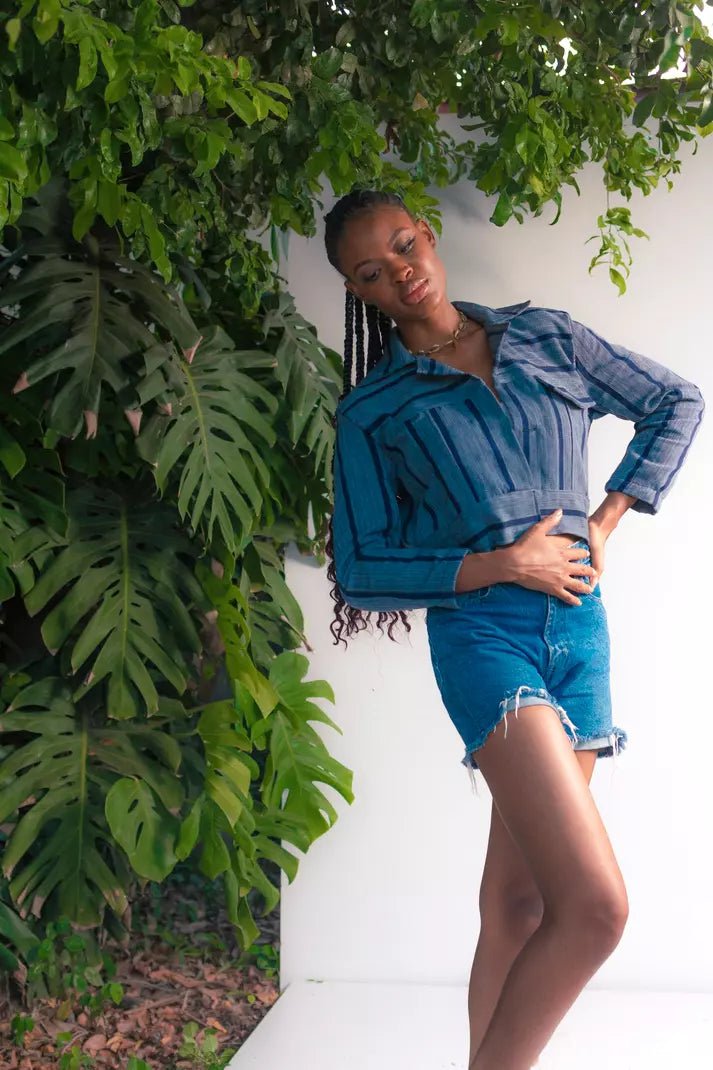 Fugu Crop Jacket - Cloud#african_fabric_ghana#