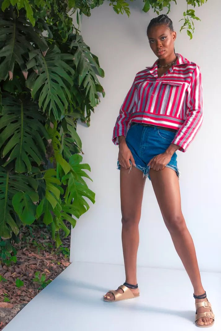 Fugu Crop Jacket - Kusasi#african_fabric_ghana#