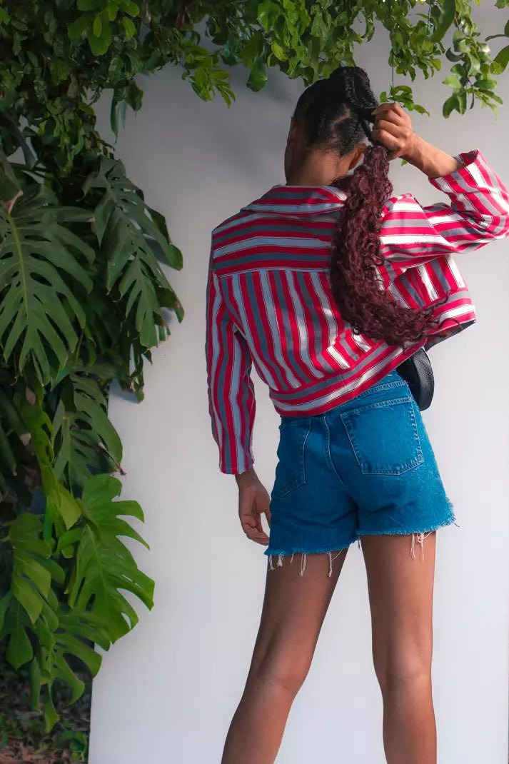 Fugu Crop Jacket - Kusasi#african_fabric_ghana#