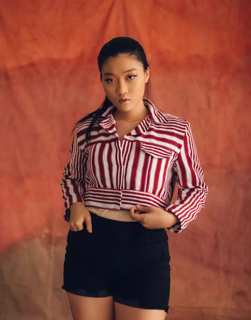 Fugu Crop Jacket - Mossi#african_fabric_ghana#