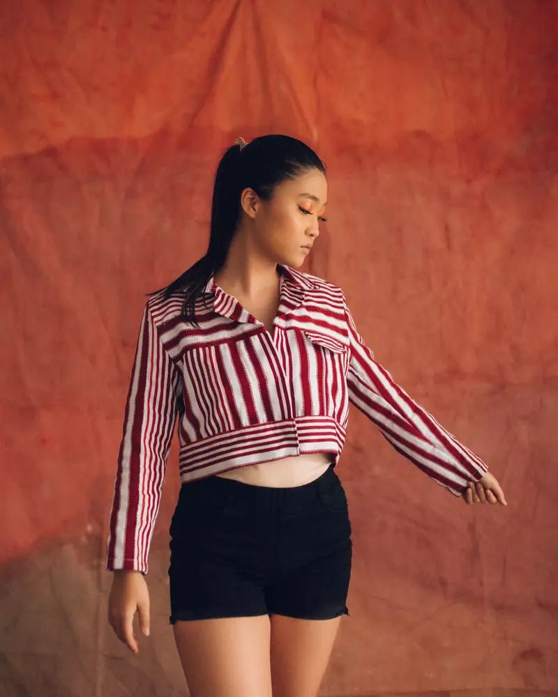 Fugu Crop Jacket - Mossi#african_fabric_ghana#