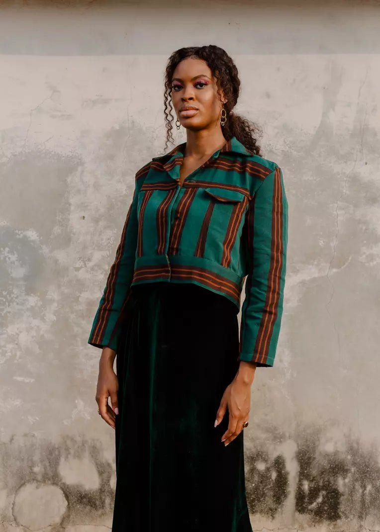 Fugu Crop Jacket - Soothe#african_fabric_ghana#