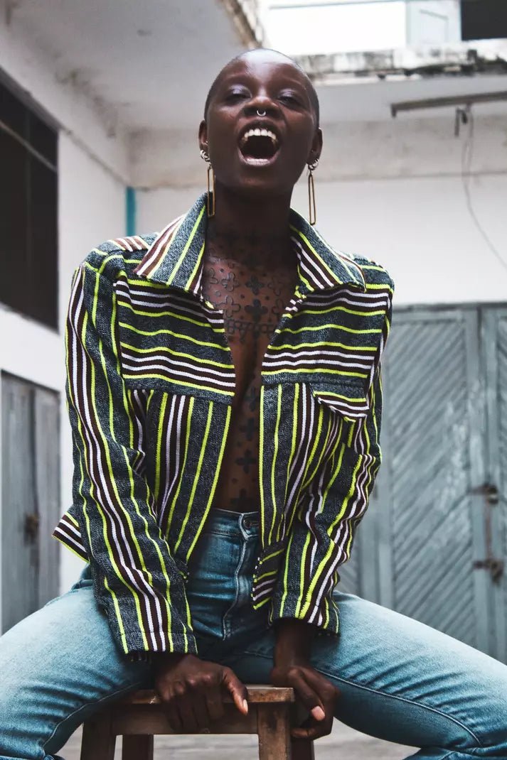 Fugu Crop Jacket - Trip#african_fabric_ghana#