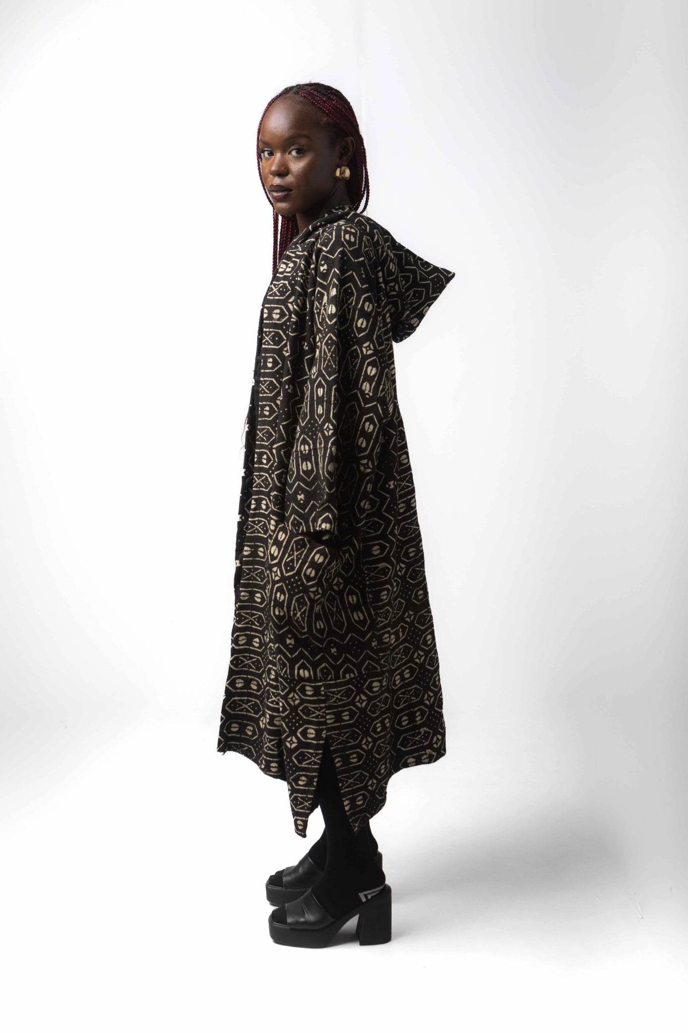 Gameboy Hooded Bogolan Cloak#african_fabric_ghana#