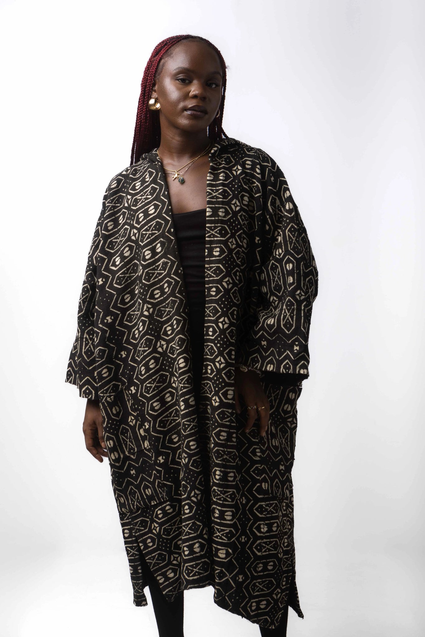 Gameboy Hooded Bogolan Cloak#african_fabric_ghana#