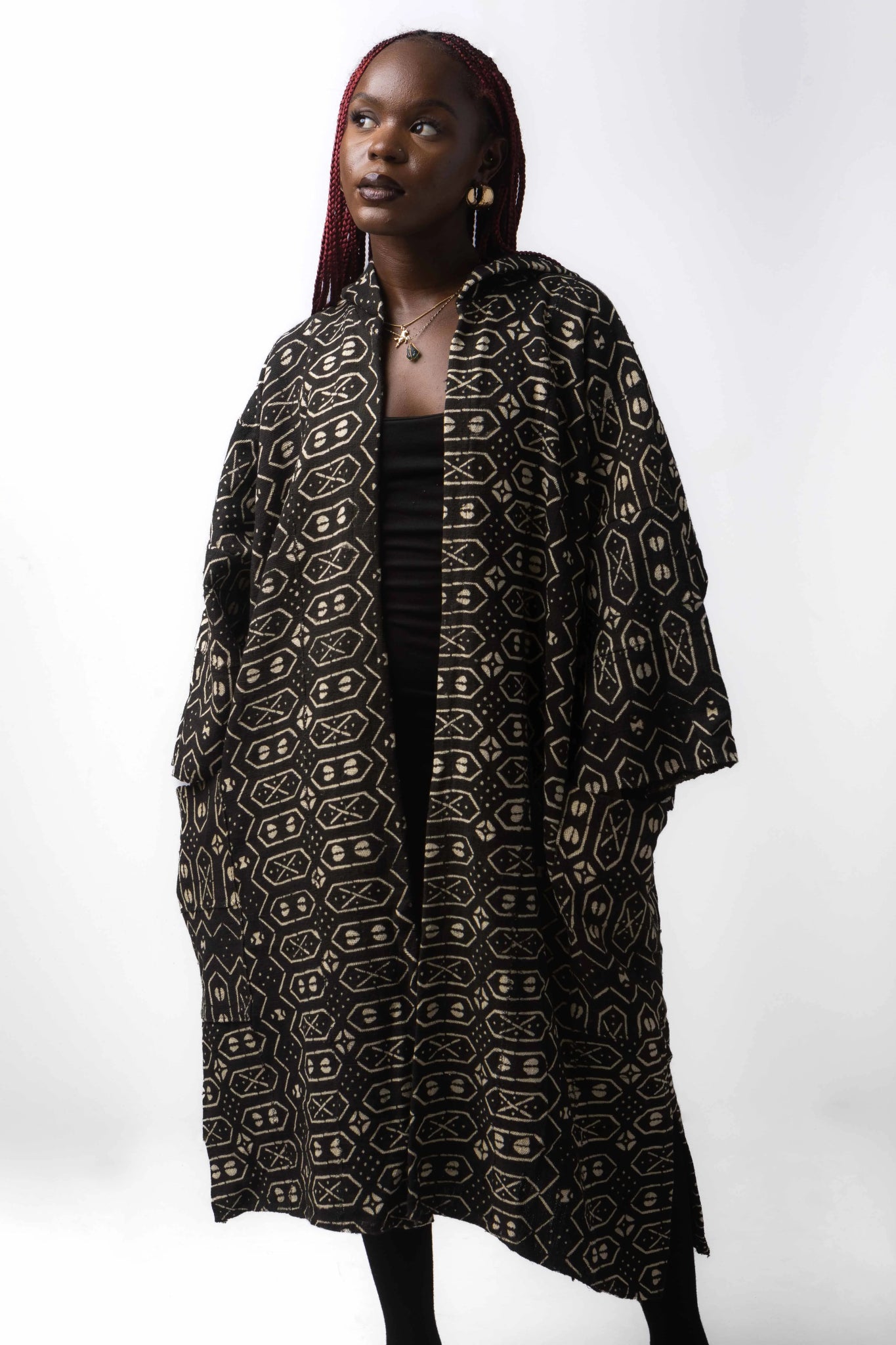 Gameboy Hooded Bogolan Cloak#african_fabric_ghana#