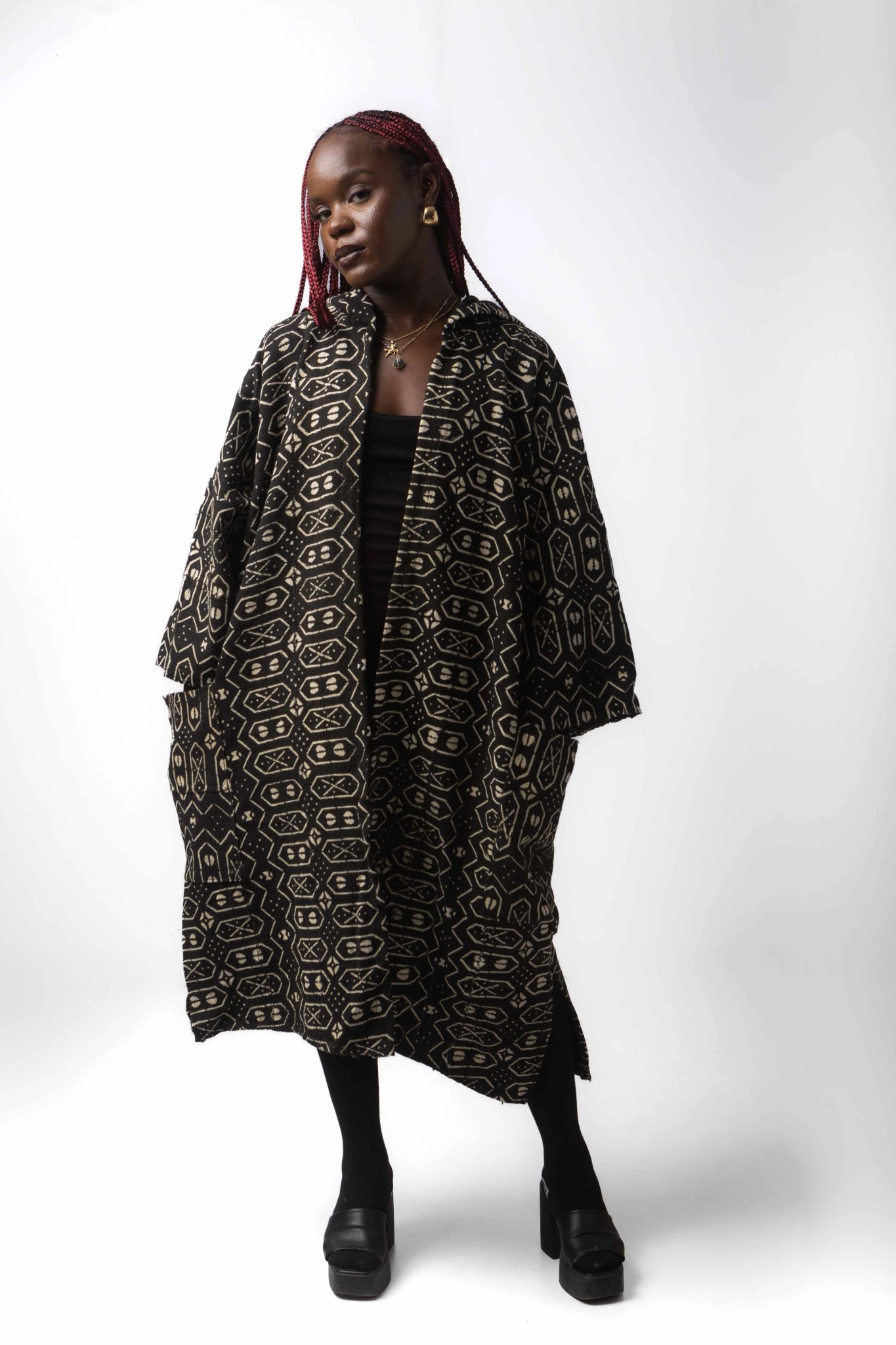 Gameboy Hooded Bogolan Cloak#african_fabric_ghana#