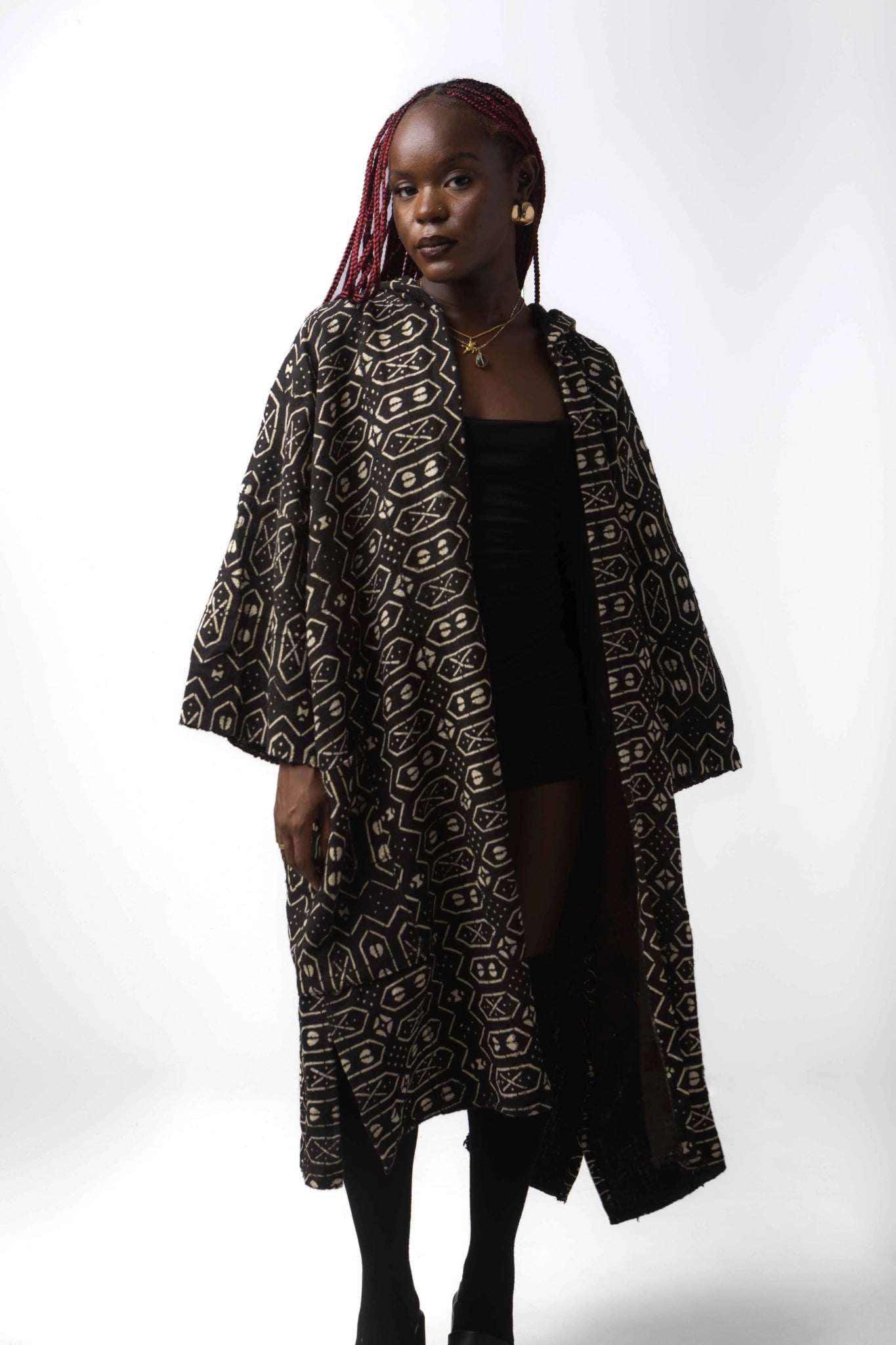 Gameboy Hooded Bogolan Cloak#african_fabric_ghana#