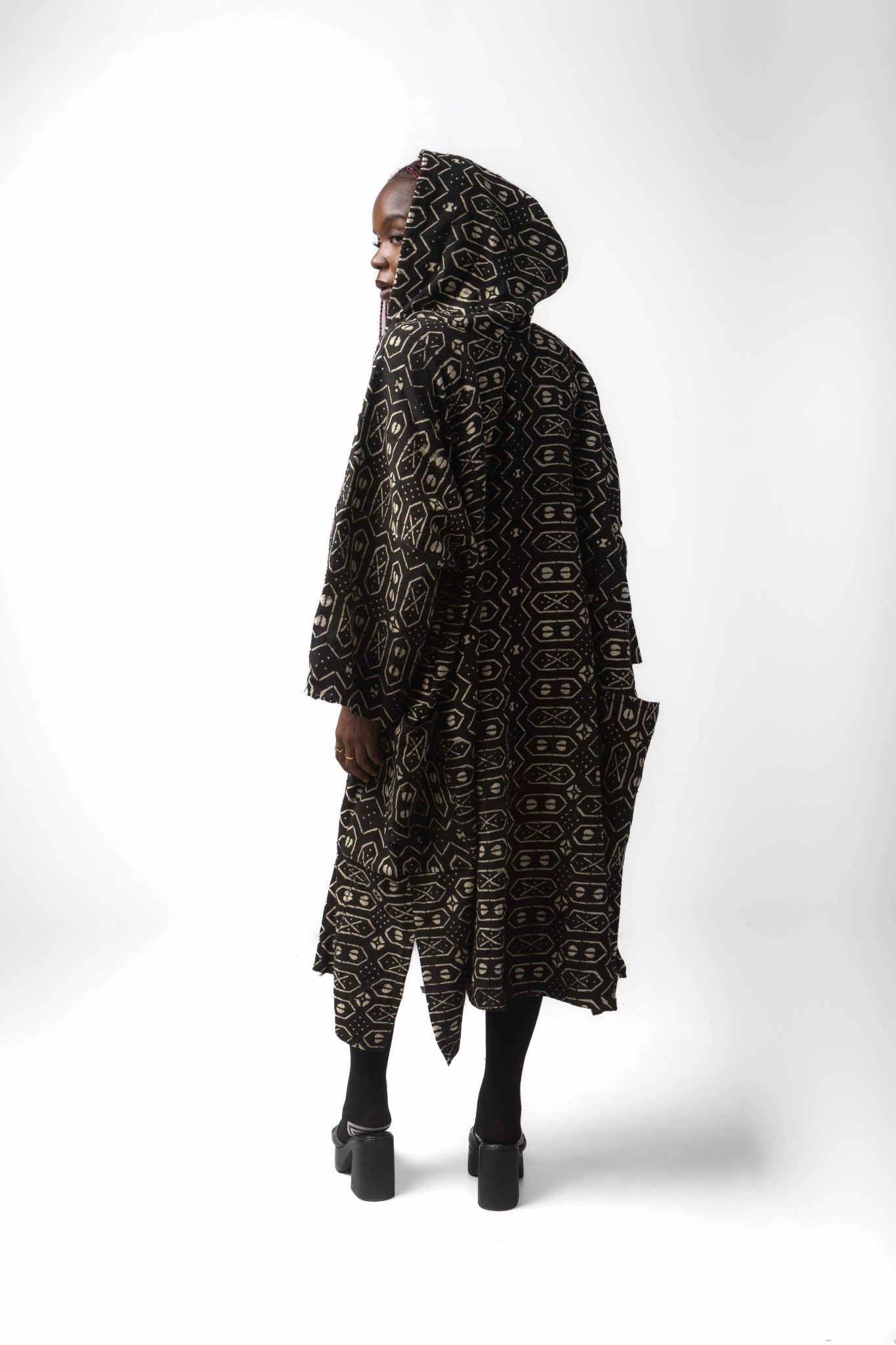 Gameboy Hooded Bogolan Cloak#african_fabric_ghana#