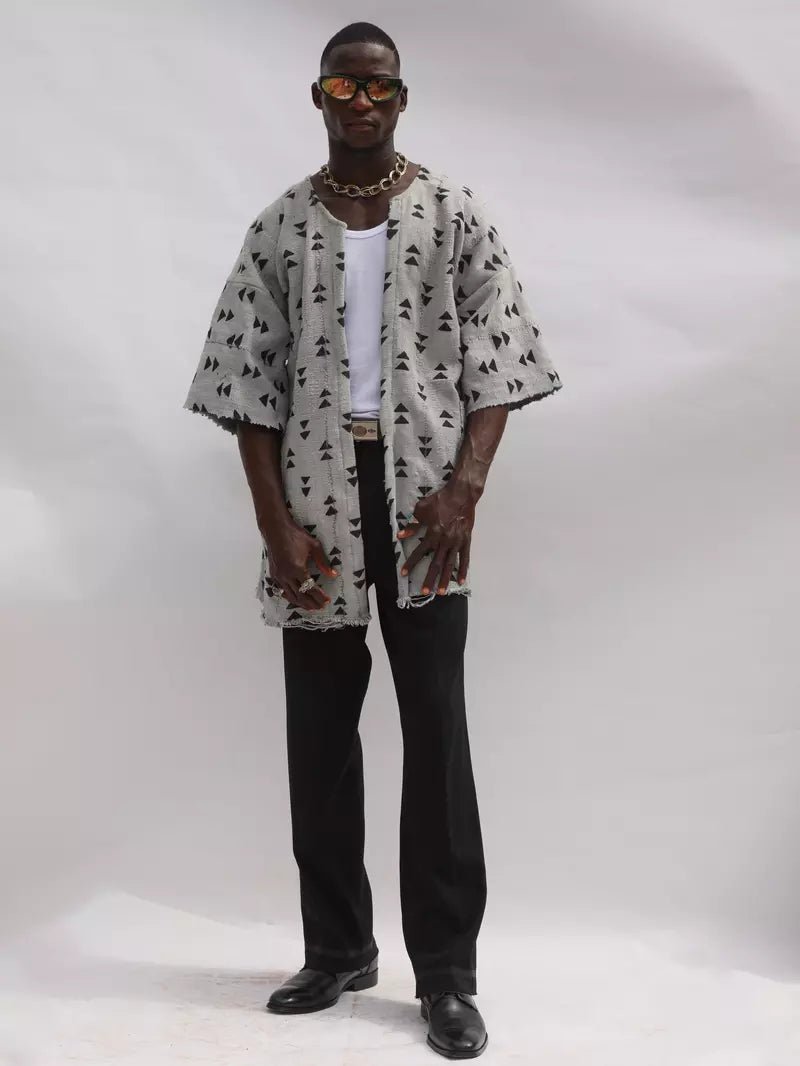 Geometrically Opposed Bogolan Cloak (Pre - Order)#african_fabric_ghana#