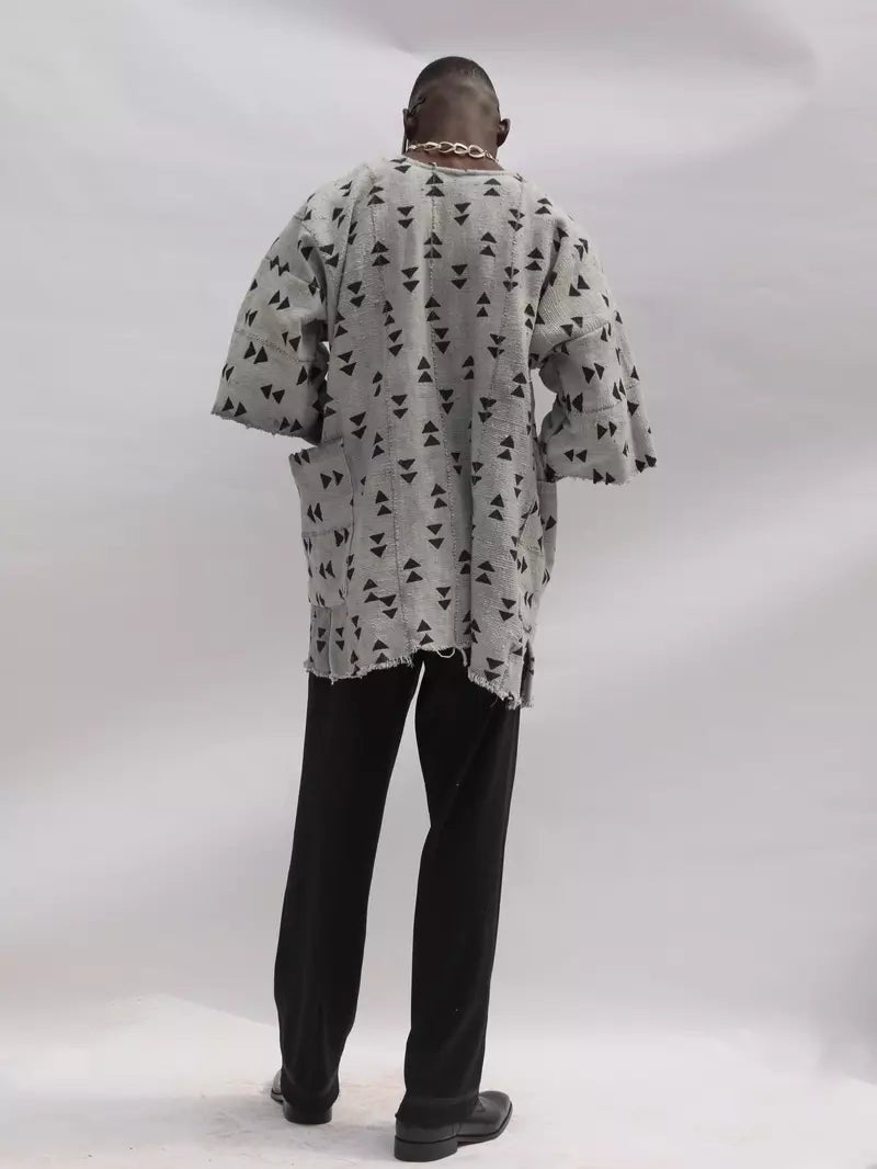 Geometrically Opposed Bogolan Cloak (Pre - Order)#african_fabric_ghana#