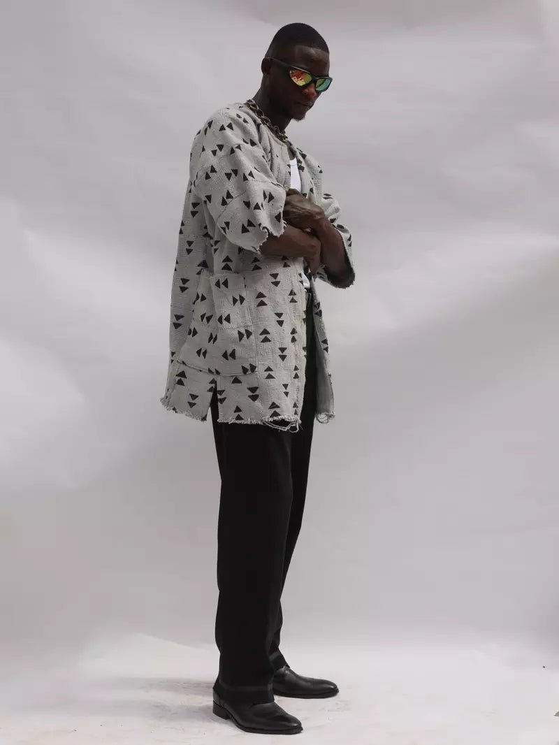 Geometrically Opposed Bogolan Cloak (Pre - Order)#african_fabric_ghana#