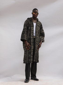 Got Time Hooded Bogolan Cloak (Pre - Order)#african_fabric_ghana#