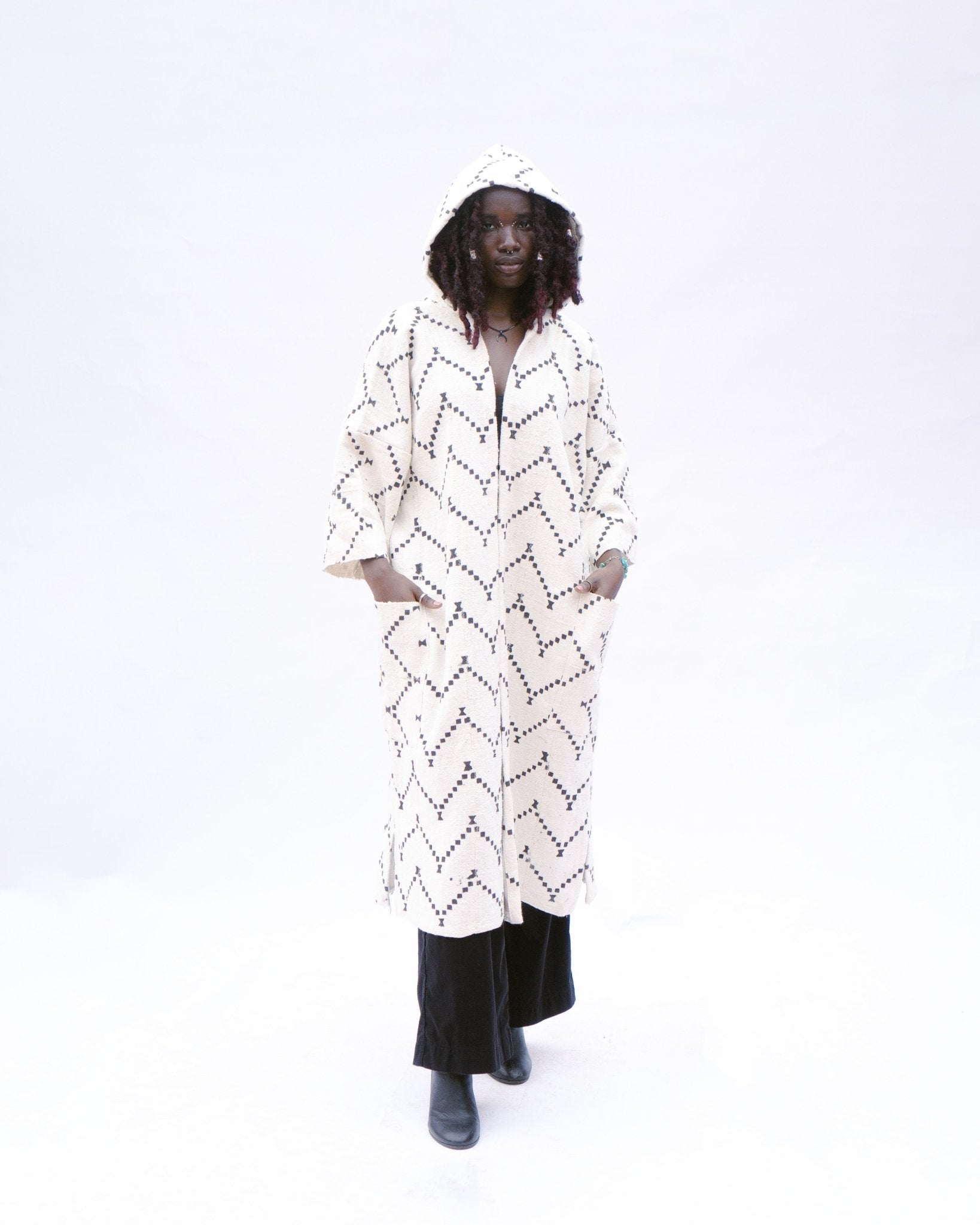 Hazel Tree Hooded Bogolan Cloak#african_fabric_ghana#