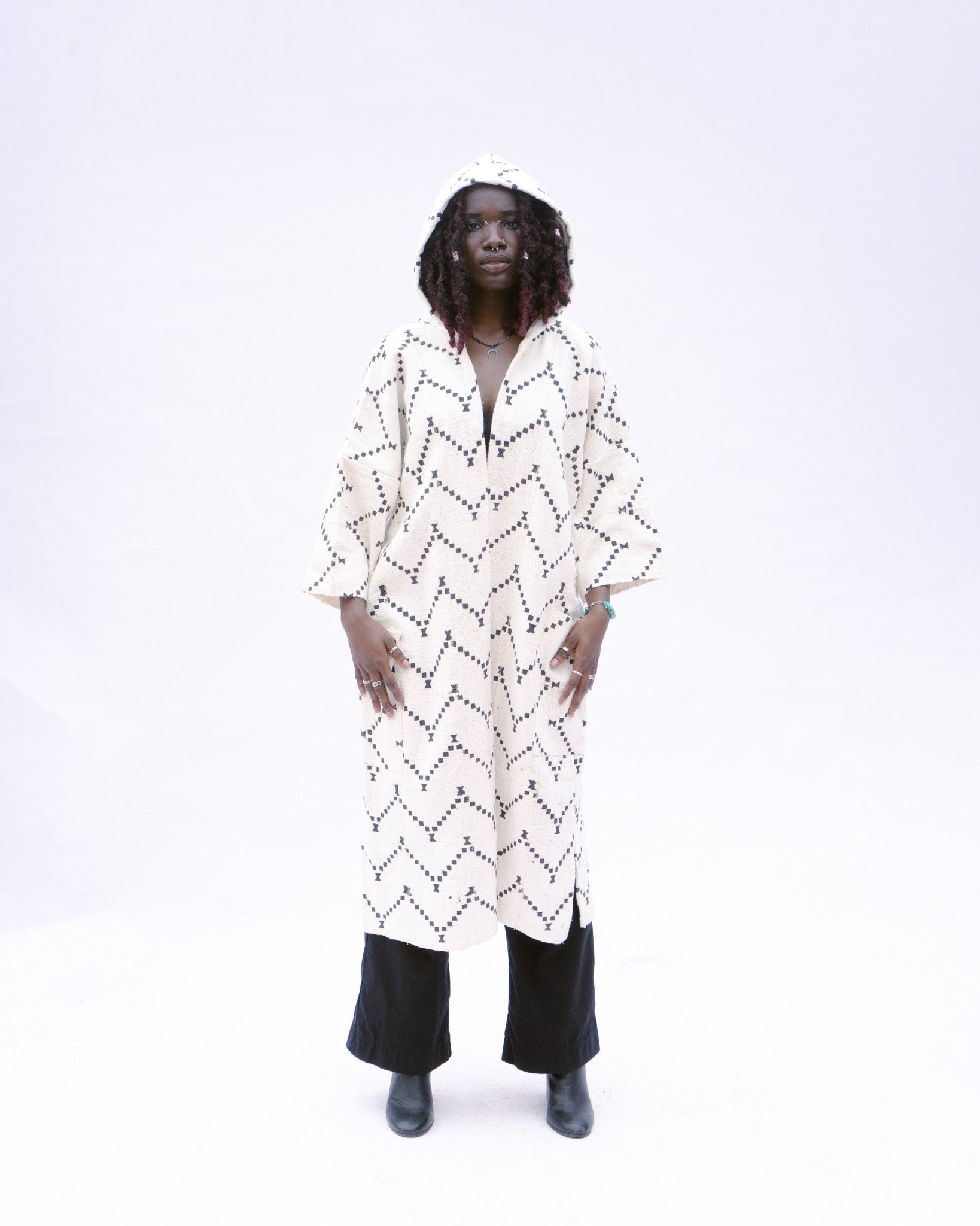Hazel Tree Hooded Bogolan Cloak#african_fabric_ghana#