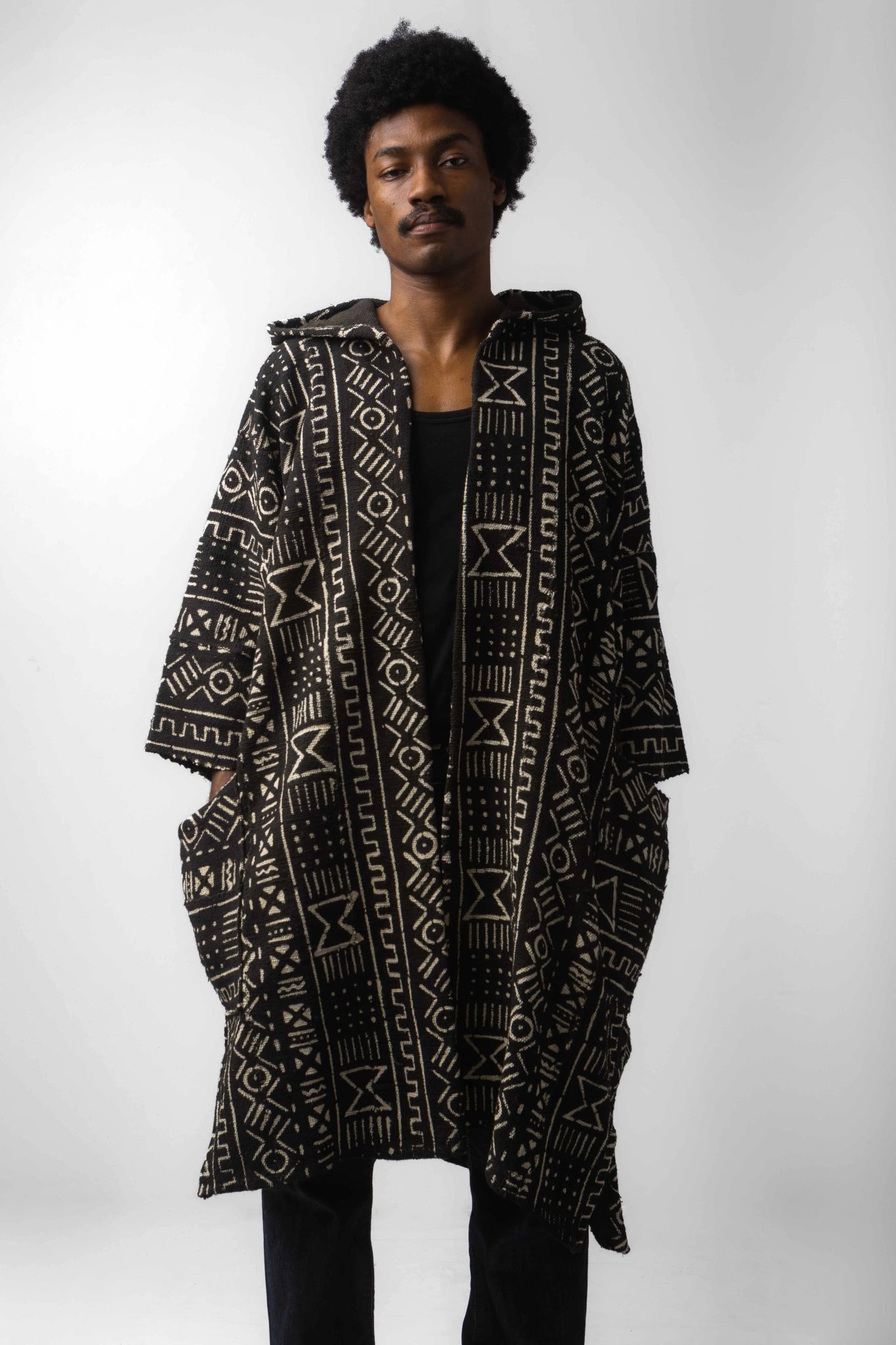 Hellz Angel Hooded Bogolan Cloak (Pre - Order)#african_fabric_ghana#
