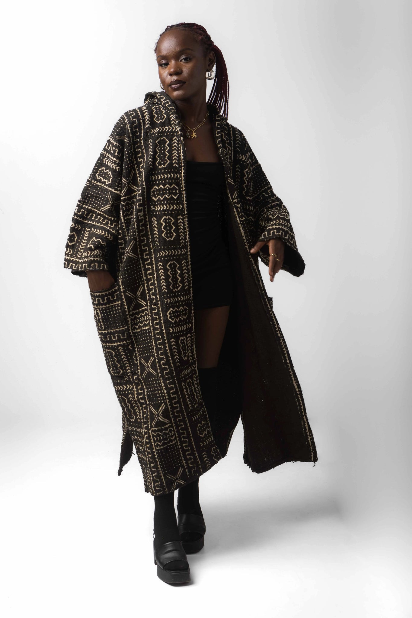 Ice T Hooded Bogolan Cloak (Pre - Order)#african_fabric_ghana#