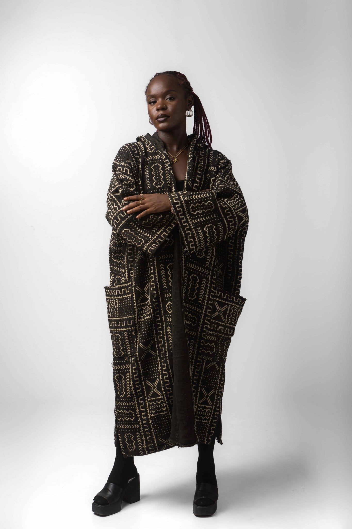 Ice T Hooded Bogolan Cloak (Pre - Order)#african_fabric_ghana#