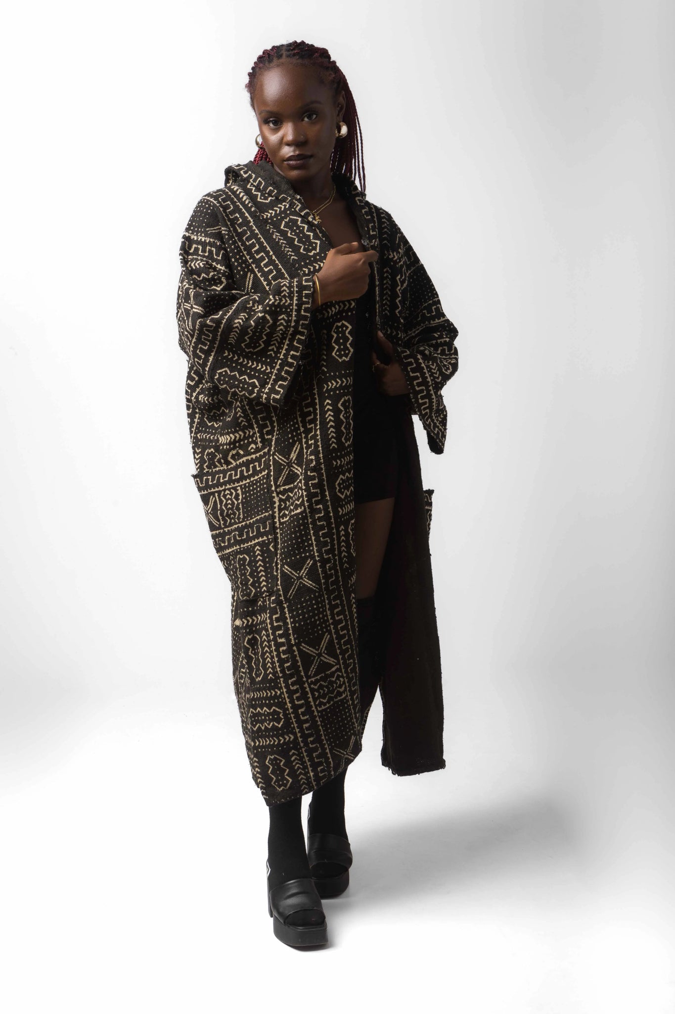Ice T Hooded Bogolan Cloak (Pre - Order)#african_fabric_ghana#