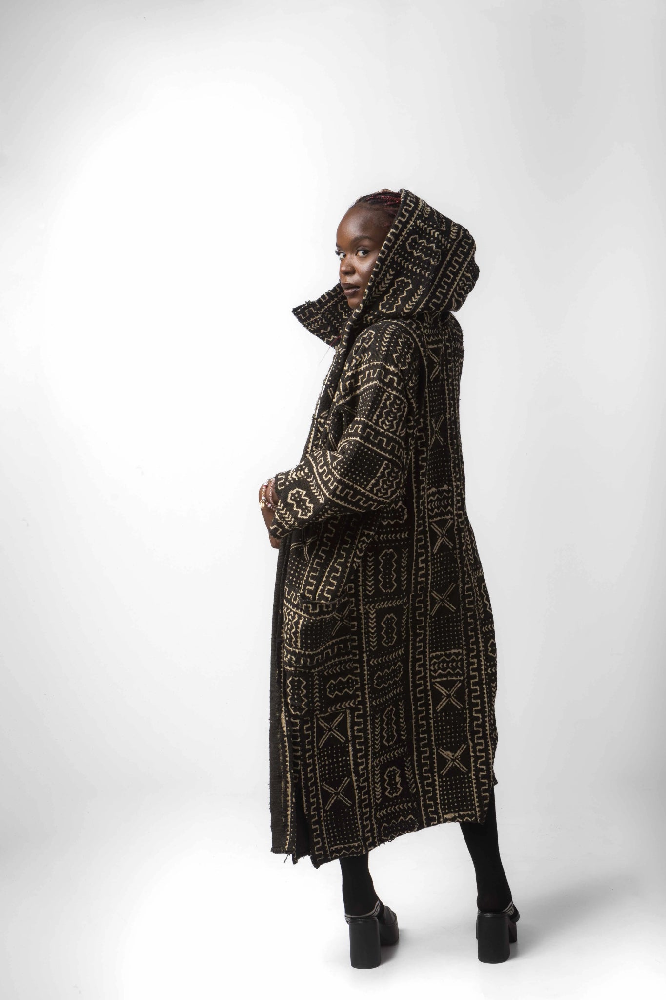 Ice T Hooded Bogolan Cloak (Pre - Order)#african_fabric_ghana#