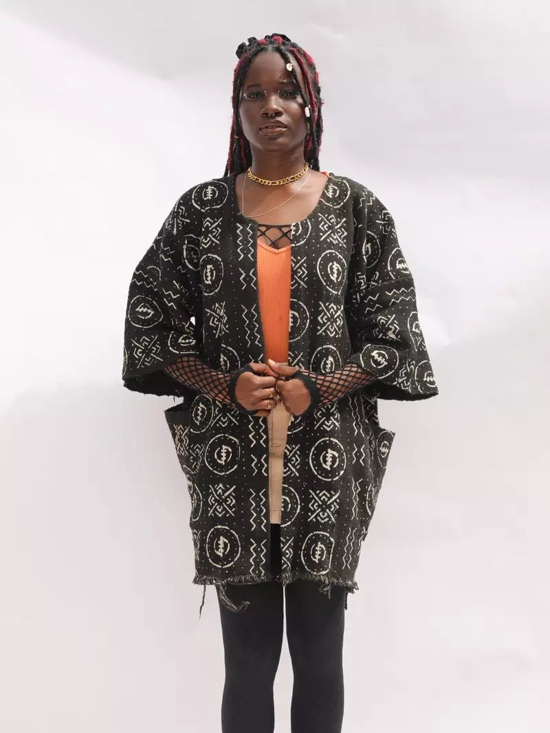 I'm Happy Bogolan Cloak (Pre - Order)#african_fabric_ghana#