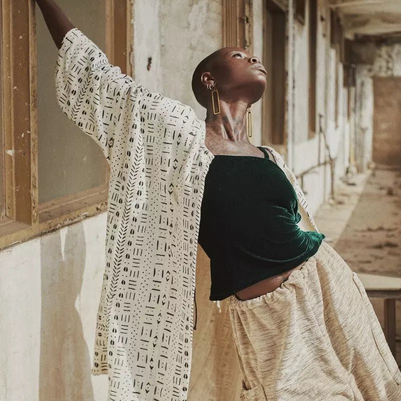 Laughing Buddha Bogolan Cloak (Pre - Order)#african_fabric_ghana#