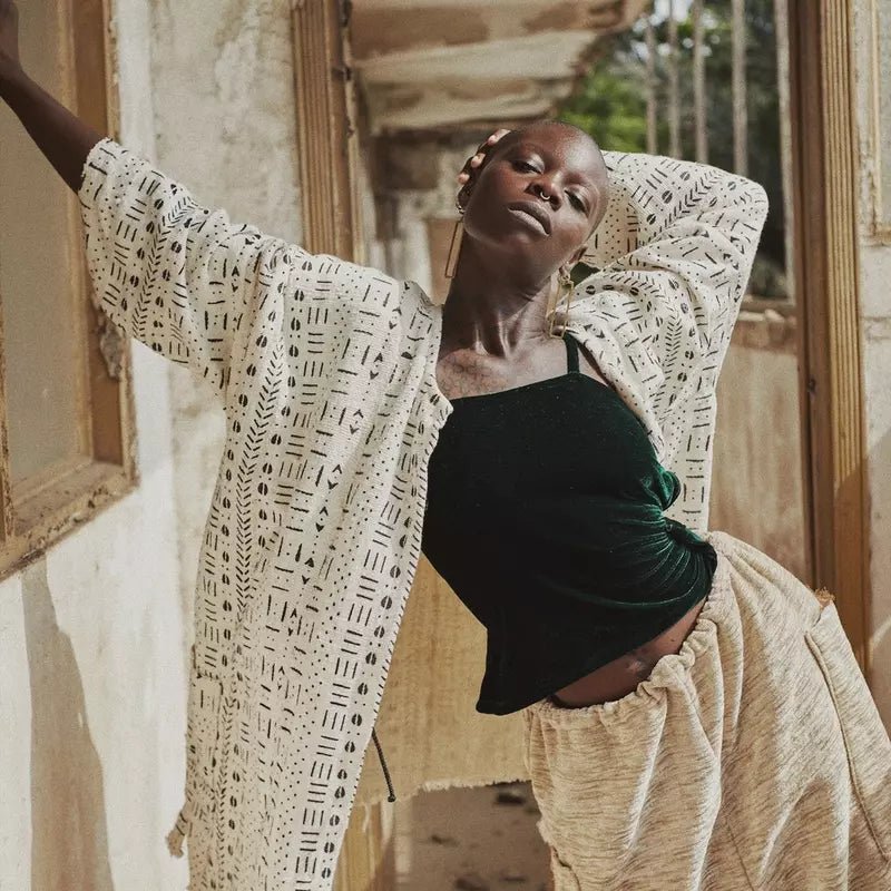 Laughing Buddha Bogolan Cloak (Pre - Order)#african_fabric_ghana#