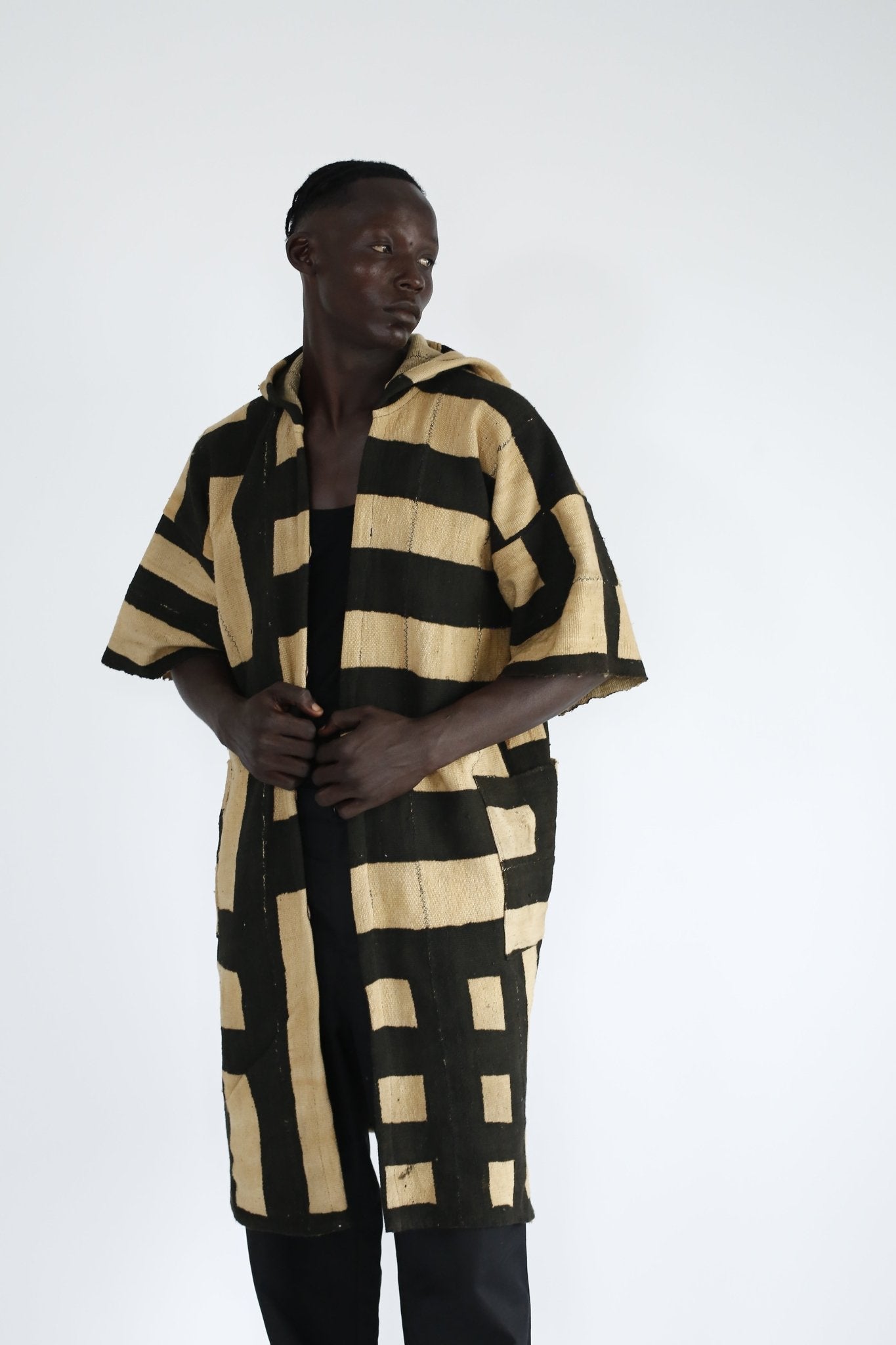 Maze Hooded Bogolan Cloak#african_fabric_ghana#
