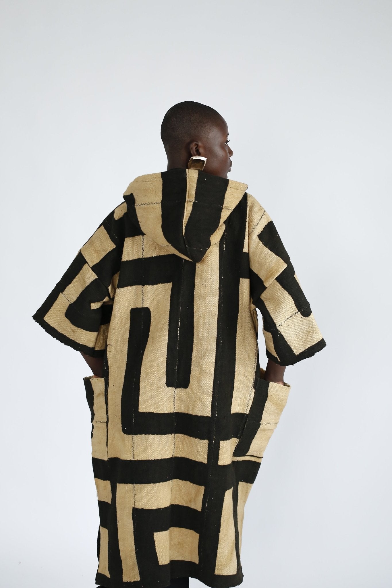Maze Hooded Bogolan Cloak#african_fabric_ghana#