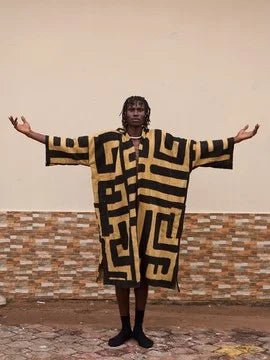 Maze Hooded Bogolan Cloak#african_fabric_ghana#