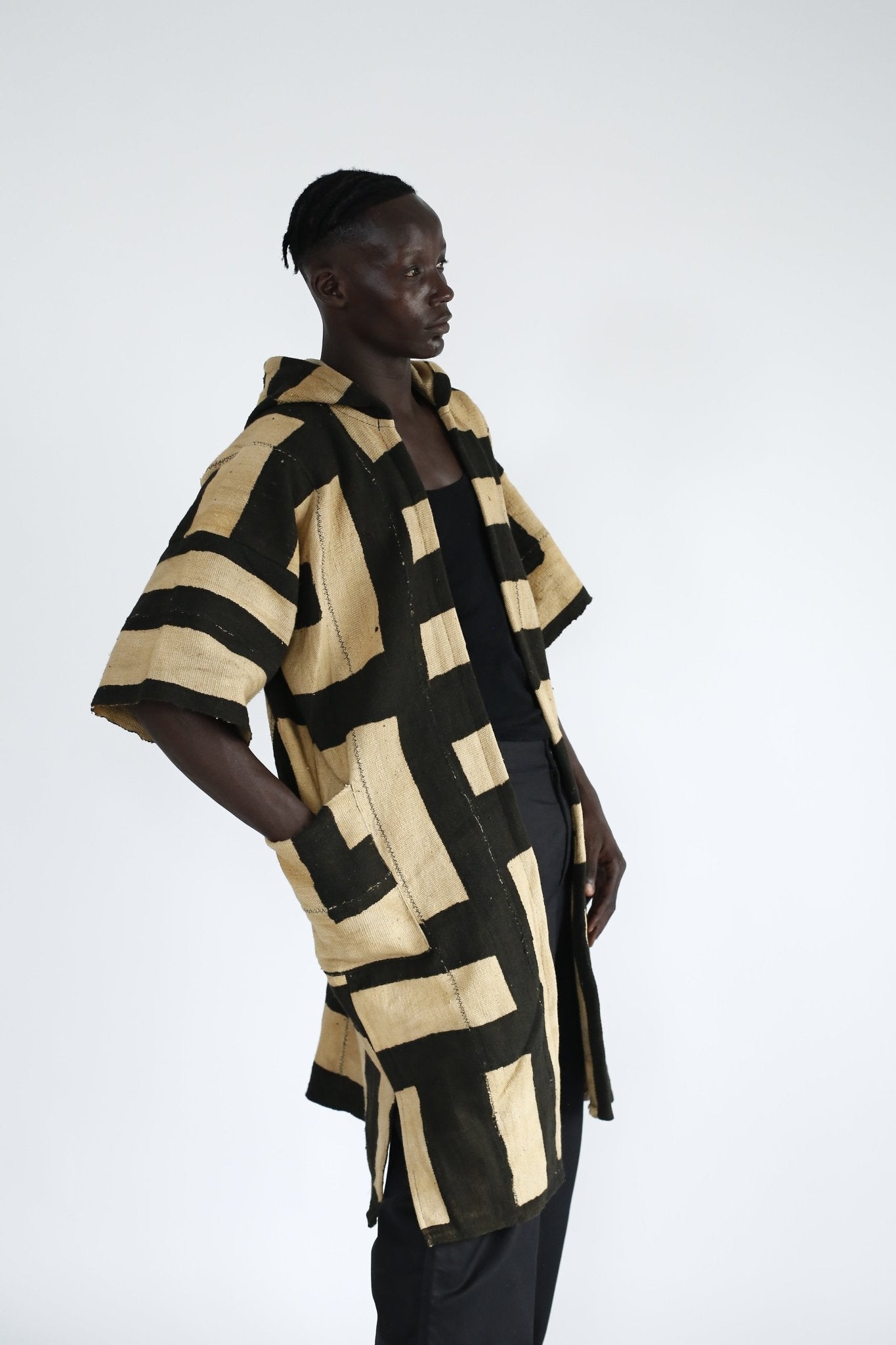 Maze Hooded Bogolan Cloak#african_fabric_ghana#