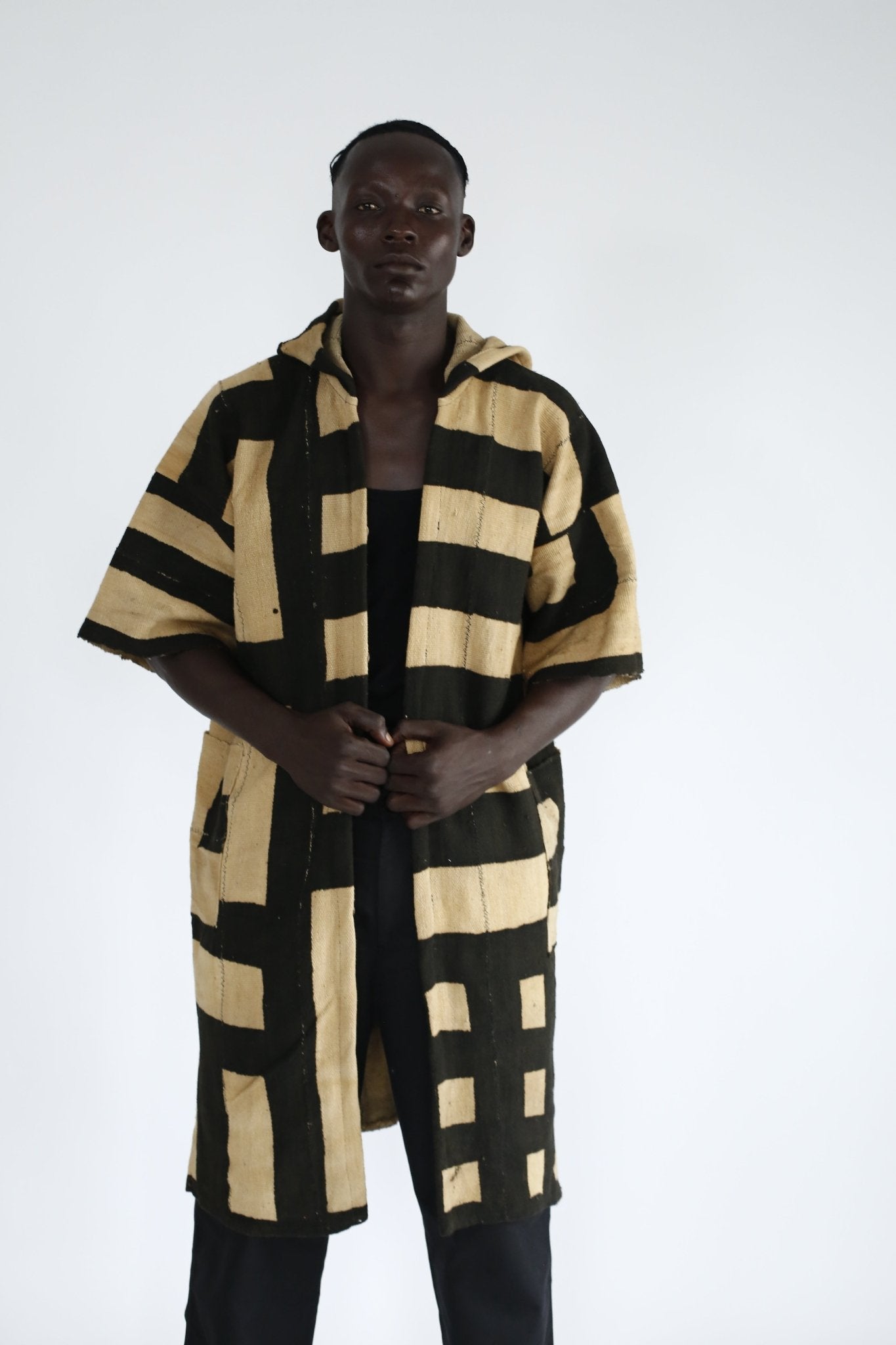 Maze Hooded Bogolan Cloak#african_fabric_ghana#