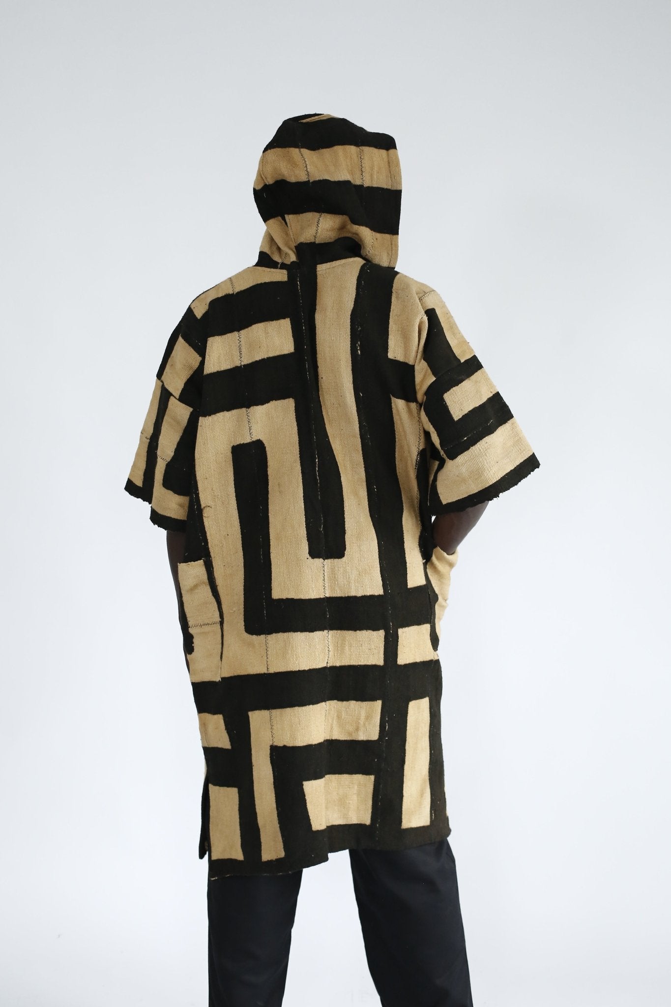 Maze Hooded Bogolan Cloak#african_fabric_ghana#