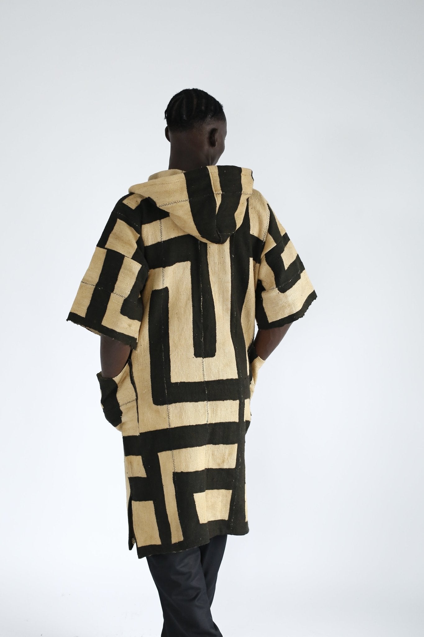 Maze Hooded Bogolan Cloak#african_fabric_ghana#