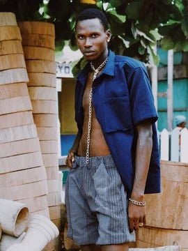 Navy Blue Fugu Shirt#african_fabric_ghana#